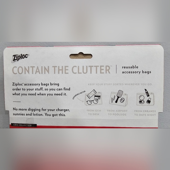 Ziploc contain the clutter Chic Collection reusable accessory bags 5 Pack - Picture 6 of 7